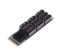 Adaptateur NFHK NGFF NVME M-Key PCI Express M.2 vers 9 Ports SATA 3.0 6 Gbit/s, Carte d'extension de Disque Dur 2280 pour Ordinateur NAS