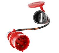 Adaptateur NWP - 16 A - 400 V - Courant fort vers prise Schuko 230 V - IP44-3 x 2,5 mm² - Câble en caoutchouc