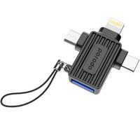 Adaptateur Otg 3 En 1, Usb-A Vers Type-C/Lightning Head/Micro Usb, Usb 2.0, Vitesse De Transfert De Données Jusqu'À 480 Mbps, Plug & Play, Compatibilité Universelle ¿ Noir[Z824]