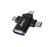 Adaptateur OTG 3 en 1 USB-C, Micro-USB, Lightning vers USB 3.0 Compact Noir