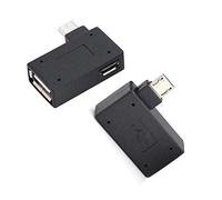 Adaptateur OTG, adaptateur de port USB angle 90, lot de 2, câble micro OTG compatible avec Firestick 2e génération, 3e génération et 4K, smartphones Android, tablettes, Rii, claviers Logitech,