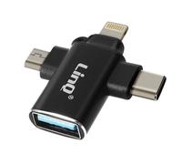 Adaptateur OTG - LinQ - 3 en 1 - USB-C Micro-USB Lightning - USB 3.0 - Noir