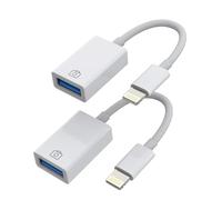 Adaptateur OTG pour iPhone Lightning Mâle vers USB Femelle (Lot de 2) Câble Lecteur de Carte Clavier Souris Clé USB Flash Drive Hub Convertisseur pour Apple pour iPad Air pour iPhone 14 13 12 Pro Max