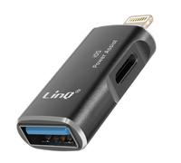 Adaptateur OTG USB et USB C vers Apple Lightning LinQ Noir