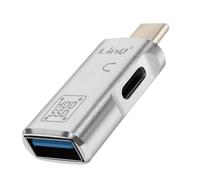 Adaptateur OTG USB et USB C vers USB C Transfert de Données Rapides LinQ Argent
