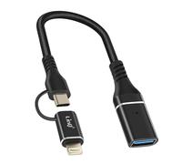 Adaptateur OTG USB vers Lightning et USB-C Transfert de Données Rapide LinQ Noir
