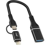 LinQ Adaptateur OTG USB vers Lightning et USB-C – Transfert de données rapide – Noir