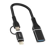 Adaptateur OTG USB vers Lightning et USB-C Transfert de Données Rapide LinQ Noir