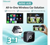 Adaptateur Ottocast Mini Air Wireless Carplay pour la mise en miroir d'écran iOS, se souvient de 2 appareils, Plug and Play, design compact et mini. orange