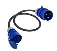 Adaptateur PCE bleu 16 A vers 32 A - Adaptateur de prise 16 A vers prise 32 A - Câble en caoutchouc - 16 A Plug vers 32 A