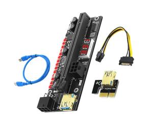 Adaptateur Pci-e 1x vers 16x pour Carte Gpu, PCB Noir | Alimentation Stable, Protection Surcharge, Régulation de Tension, Afficheur Numérique 3,3 V, LED 3528