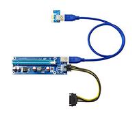 Adaptateur PCIe Riser Card 6 broches 16x vers 1x pour l'exploitation minière GPU Riser Adapter Flexibilité Câble d'extension 6 broches PCI-E vers SATA Câble d'alimentation pour Bitcoin & Crypto Mining