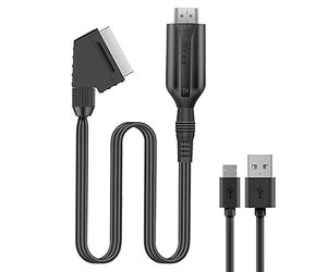 Adaptateur Péritel vers HDMI, Convertisseur Péritel vers HDMI Convertisseur Vidéo Audio HD 720P/1080P Adaptateur Péritel vers HDMI Tout en Un avec USB Câble pour HDTV STB VHS Xbox PS3 Sky DVD Blu-ray