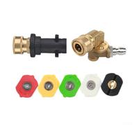 Adaptateur pivotant pour nettoyeur haute pression 5000 PSI avec 5 buses, coupleur rotatif à connexion rapide de 6,35 mm pour les tâches de nettoyage Karcher