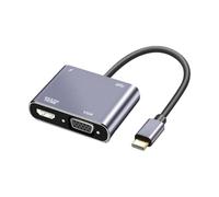 Adaptateur port USB | Splitter Type C VGA USB 3.0 | Station d'accueil 4 en 1 | Hub convertisseur multiport design compact | Connecteur d'affichage de charge PD pour la maison, le travail,