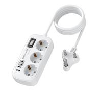 Adaptateur pour Afrique du Sud avec 3 prises et 4 ports USB (2 USB-C 3,4 A), chargeur rapide, adaptateur de type M pour Afrique du Sud, Namibie, Lesotho, Mozambique, Botswana, Lesotho, câble de 1,5 m
