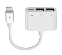 Adaptateur pour iPhone / iPad Lightning vers 2 USB et Lightning Charge Compact Blanc