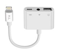 Adaptateur iPhone / iPad Lightning vers USB et Jack 3.5mm et Lightning Blanc