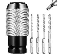 Adaptateur pour marteau rotatif avec ensemble de forets à percussion, marteau électrique vers perceuse, kit d'adaptateur robuste à dégagement rapide avec 4 tailles d'embouts pour perçage du bois et du
