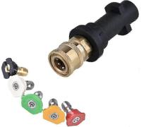 Adaptateur pour nettoyeur haute pression Karcher K2, K3, K4, K5, K6, K7, raccord femelle à connexion rapide 1/4', avec 5 buses multi-angles