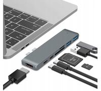 Adaptateur Pour Ordinateur Co2, Hub 7In1 Pour Apple, Pour Macbook Pro / Air Retina, Gris Espace