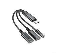 Adaptateur pour Type C 3 en 1 ABS Compact Adaptateur pour Type(black) | Son haute fidélité, charge simultanée, and play, compatible pour iphone 15+, pour samsung S24