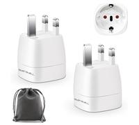 Adaptateur Prise Anglaise, 2 Pièces Adaptateur de Voyage France vers UK, Adaptateur de Prise pour Irlande, Angleterre, Ecosse, Dubaï, Malte, Adaptateur Type G (Noir)