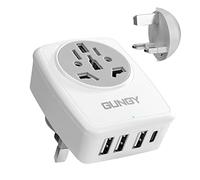 Adaptateur Prise Anglaise Adaptateur de Voyage France vers UK avec 3 USB et 1 Type-C Universel Prise Anglaise Adaptateur Francais pour Royaume-Uni Angleterre Irlande Écosse Type G
