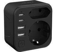 Adaptateur Prise Anglaise,Adaptateur Voyage France/Europe vers UK,Adaptateur Prise avec 2 USB A et 2 USB C Prise Type G FR vers UK Irlande, Malaisie, Singapour, HK, Dubaï(Noir)