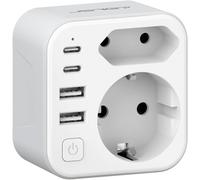 Adaptateur Prise Anglaise,Adaptateur Voyage France/Europe vers UK,Adaptateur Prise avec 2 USB A et 2 Type C,3680W Prise Type G FR vers UK Irlande, Malaisie, Singapour, HK, Dubaï(Blanc)