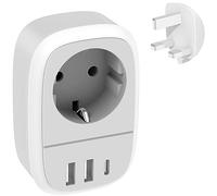 Adaptateur Prise Anglaise Adapteur UK- Adaptateur Type G avec 2 USB et 1 Type C Prise Secteur Francais vers Anglais pour Angleterre Dubai Irlande Malaisie Maldives Écosse, Yioihnm