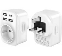 Adaptateur Prise Anglaise, Prise Anglaise Adaptateur Francais avec 3 USB-A et 1 USB-C, Adaptateur Type G, Adaptateur UK, Adaptateur Prise Irlande, Prise Type G pour Angleterre Malte Malaisie