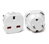 Adaptateur Prise Anglaise vers France Lot de 2 Blanc,Adaptateur Voyage Universelle UK vers EU Type G pour Allemande,Inde,Irlan[120]
