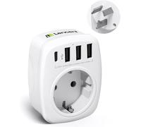 Adaptateur Prise Australie Aus Chinois Avec 3 Ports Usb Et 1 Type C Adaptateur De Voyage France Vers Pour Australie, Chine, Argentine, La Nouvelle-Zélande, Fidji, Type I[Z2049]