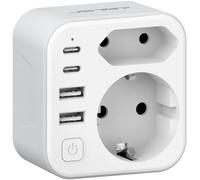 Adaptateur Prise Australie/Chine,6 en 1 Type I Adaptateur Voyage France vers Australie Argentine avec 2 USB A et 2 Type C(17W) et 2 Prise pour Australie Chinoise Zelande Fidji Argentine(Blanc)