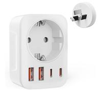 Adaptateur Prise Australie Chine Nouvelle-Zélande avec 2 USB & 2 USB-C Adaptateur Voyage FR 2 Broches vers AU 3 Broches Adaptateur