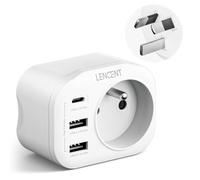 Adaptateur Prise France vers Prise AU/Chine - LENCENT - 4 en 1 - 2 USB + 1 Type-C + 1 AC