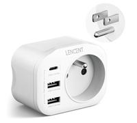 Adaptateur Prise France vers Prise USA/Canada/Mexique - LENCENT - 1AC+3USB - 3750W