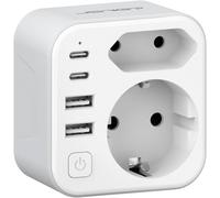 Adaptateur Prise Inde,6 En 1 Adaptateur Voyage France Vers Inde Népal Avec 2 Usb A Et 2 Type C(17W) Et 2 Prise,Type D Pour Sri Lanka, Katar, Niger, Liban, Ghana, Myanmar, Sénégal(Blanc)[Z496]