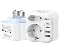 Adaptateur Prise Inde avec 2 Type C et 2 USB-A, Adaptateur Type D 6 en 1 Prise Indienne Pliable pour Sri Lanka, Népal, Niger, Liban, Ghana, Myanmar, Sénégal