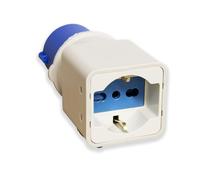 Adaptateur prise pour camping-car CEE 16 A mâle 3 pôles bleus et prise universelle 10/16 A Schuko | adaptateur électrique de camping pour camping-car, caravane, caravane et bungalow
