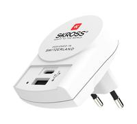 Skross Chargeur USB européen mural 1.302423 – USB‑C 3A + USB 2.4A, prise italienne, 100‑250V