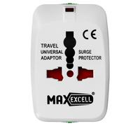 Adaptateur Prise Universel EU / USA / UK / AUS Voyant LED Max Excell Blanc