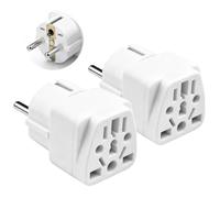 Adaptateur Prise Universelle, 2 Pièces Adaptateur Voyage Type G, A, B, E, I | Prise Universelle Voyage, 250 V États-Unis/Royaume-Uni/Canada/Australie/Mexique/Grèce vers l'Europe