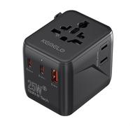 Adaptateur Prise Universelle, 25W Adaptateur Voyage International avec 1 USB et 2 Type C Adaptateur Universel de Voyage France vers UK USA EU Canada Australie Chine Japon Thaïlande