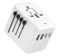 Adaptateur Prise Universelle - Adaptateur de Voyage - 2000W - 250V - 8A - 2 USB C, 2 USB A - Compatible 150 pays - US/EU/UK/AU