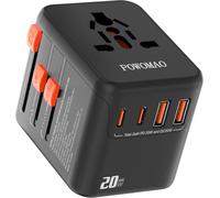 Adaptateur Prise Universelle,Adaptateur Universel de Voyage avec 2 USB C et 2 USB A et 1 Prise Secteur Universelle,Adaptateur de Prise International pour Europe USA UK Australie Chine Japon Thaïlande