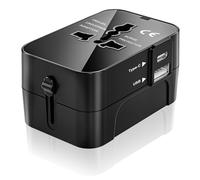 Adaptateur Prise Universelle, Adaptateur Universel de Voyage avec USB C et USB A Ports, Multifonction adaptateur Voyage Prise Internationale de voyage pour France Japon USA AUS UK TH CN, Etc 200+ Pays