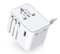 Adaptateur Prise Universelle Adaptateur Voyage avec 2 Ports USB A et 2 Ports Type C，France vers USA Canada UK Italie Australie Chine Japon Thaïlande，Prise Universelle Voyage (White)
