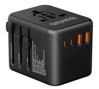 Adaptateur Prise Universelle, Adaptateur Voyage International avec PD 20W 2 USB-C & 2 USB-A, Concerner France vers USA, UK, EU, AU ＆ 224+ Pays (Noir)